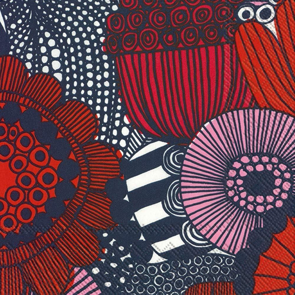 imageBoston International  C823190 Boston International IHR Marimekko Cocktail Beverage Paper Napkins 5 x 5Inches Ketunmarja WhiteSiirtolapuutarha Blue