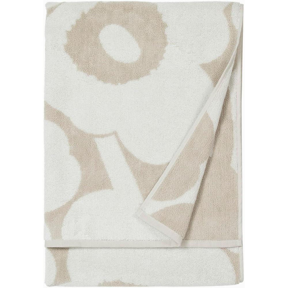 imageMARIMEKKO  Unikko Cotton Terry Bath Towel Red  Floral Patterned Bath Towels  59 in x 28 inUnikko Beige