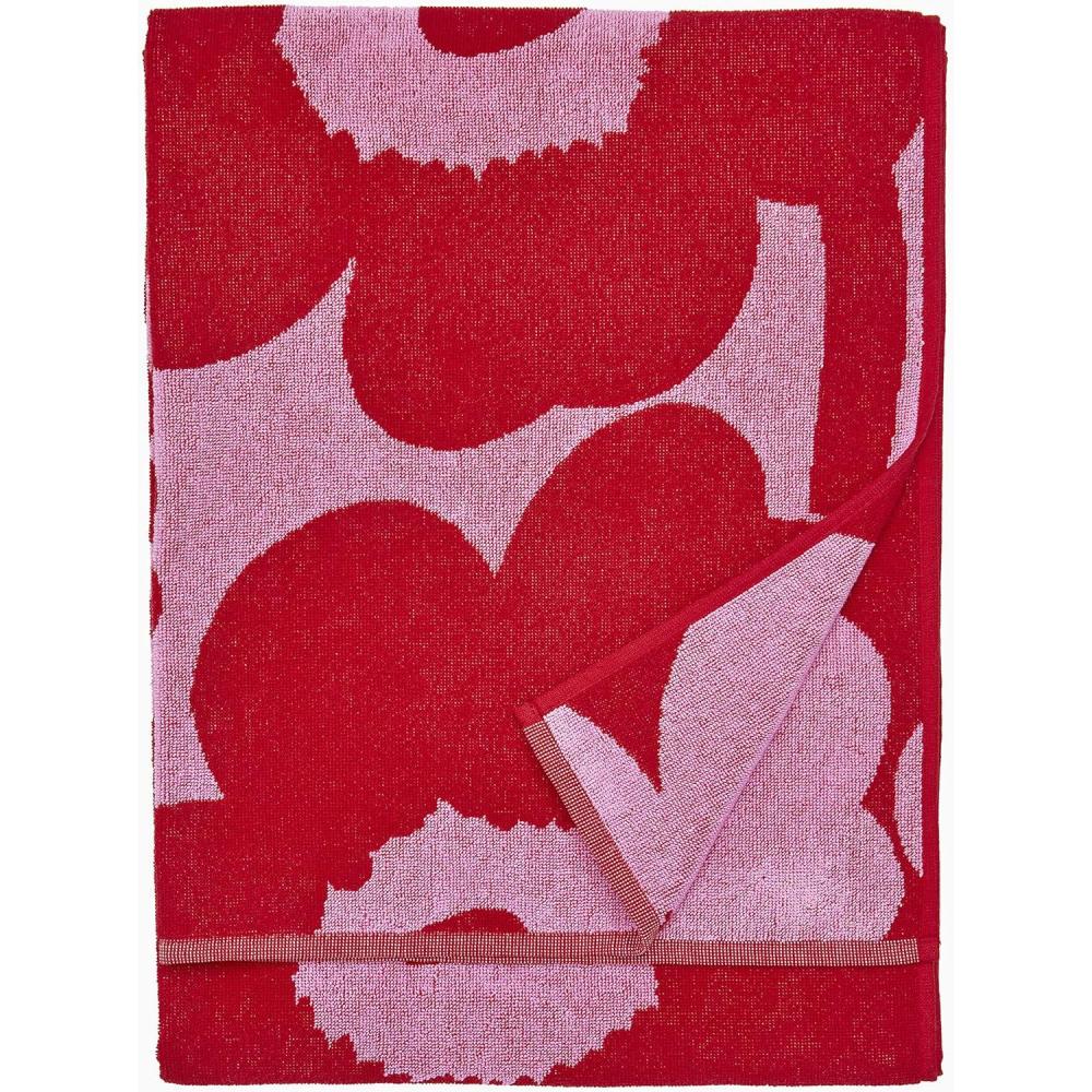 imageMARIMEKKO  Unikko Cotton Terry Bath Towel Red  Floral Patterned Bath Towels  59 in x 28 inUnikko Red