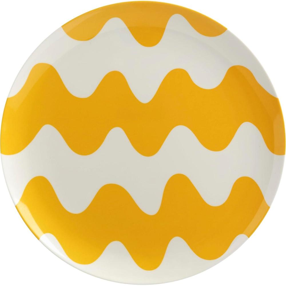 imageMARIMEKKO Lokki Salad Plate Yellow  Refine Your Kitchen Dcor with Our Sky White ampamp Yellow Dinnerware  85 Designer Plate for Salad  Perfect Outdoor Melamine DinnerwareYellow