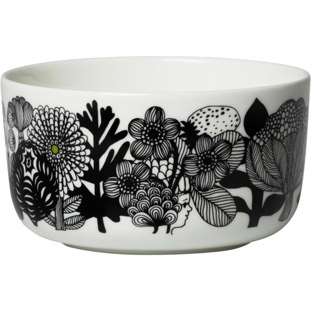 imageMARIMEKKO Oiva Siirtolapuutarha Medium Bowl  Refine Your Kitchen Dcor with Our Iconic Black and White Stoneware  Elevate Your Dining Experience with This Stylish Cereal Bowl 17 Oz