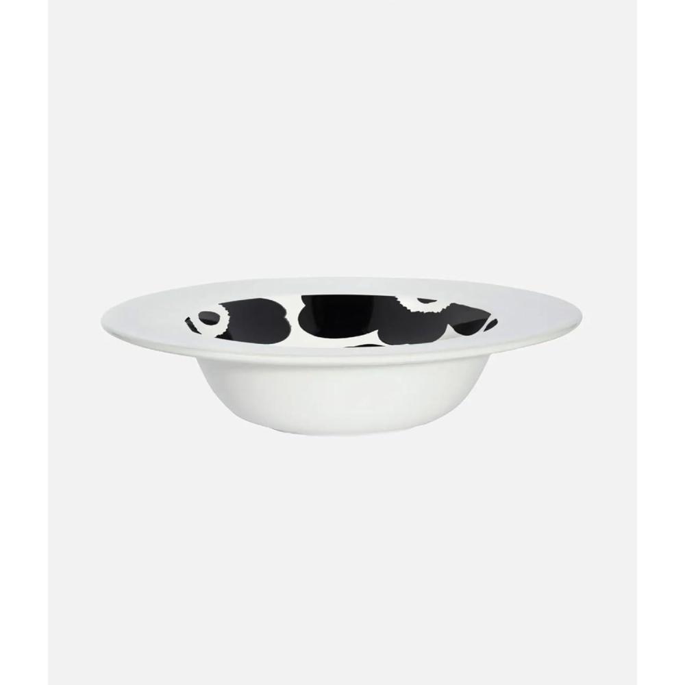 imageMARIMEKKO Oiva Unikko Deep Dinner Plate  Refine Your Kitchen Dcor with Our Iconic Black and White Stoneware  Stylish Pasta Bowls with Rim to Elevate Your Dining Experience 888 oz