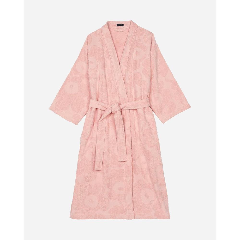 imageMARIMEKKO Pieni Unikko Terry Cotton Bathrobe Powder Pink  Floral Patterned Bathrobe  46 in x 23 in LXLPink