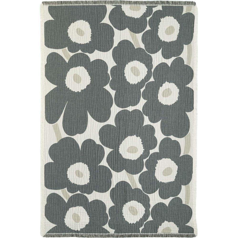 imageMARIMEKKO Unikko Blanket  Refine Your Home Dcor with Our Iconic White Charcoal and Sand Decorative Throw Blankets for Sofa 59 x 86 InchCharcoal