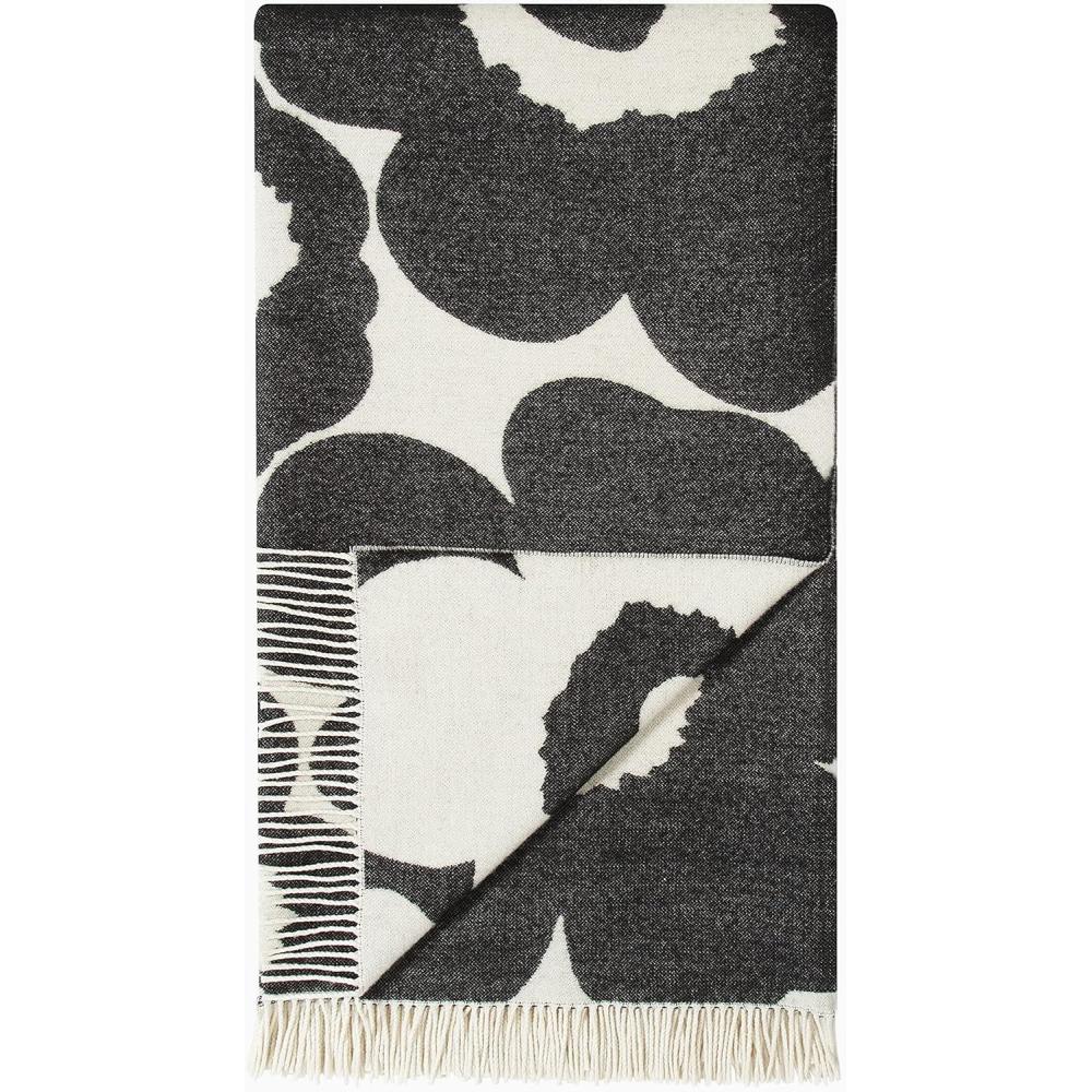 imageMARIMEKKO Unikko Blanket  Refine Your Home Dcor with Our Iconic White Charcoal and Sand Decorative Throw Blankets for Sofa 59 x 86 InchSiirtolapuutarha