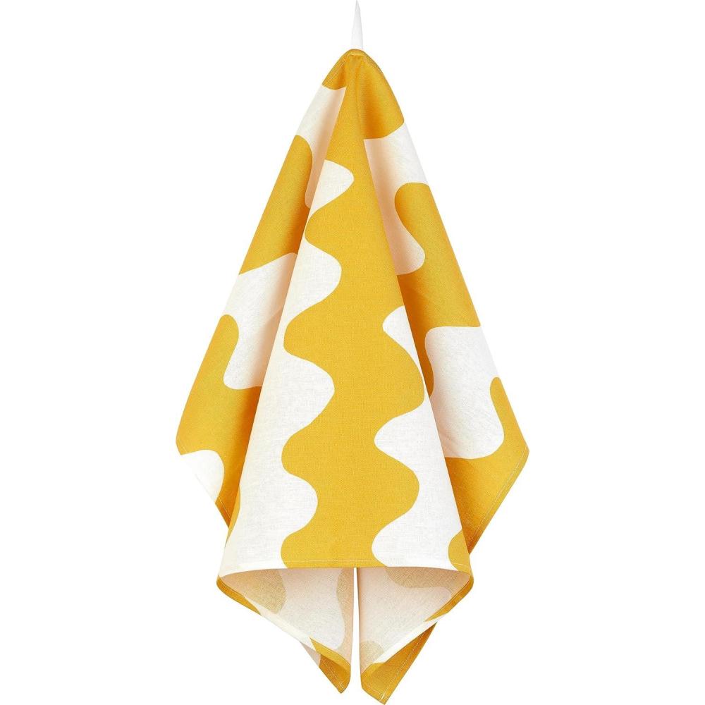 imageMARIMEKKO Unikko Cotton Linen Kitchen Towel Set of 2  Refine Your Kitchen Dcor with Our Floral Patterned Towels  Stylish and Functional Black and White Kitchen Towels 28 in x 19 in EachYellow Lokki