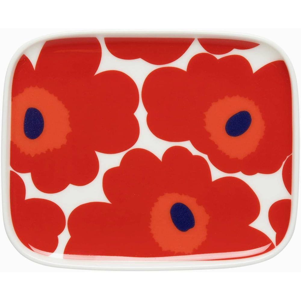 imageMARIMEKKO Unikko Oiva Stoneware Rectangular Plate  Refine Your Kitchen Dcor with Our Iconic Red ampamp White Stoneware  Serving Plates to Elevate Your Dining Experience 6 in x 5 in