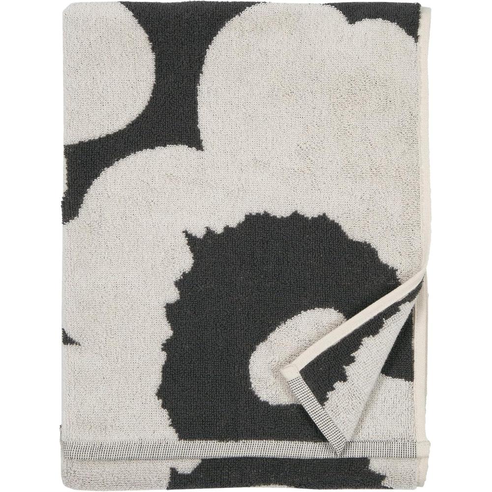 imageMARIMEKKO Unikko Terry Cotton Hand Towel Charcoal  Floral Patterned Hand Towels  28 in x 20 in