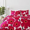 MARIMEKKO – King Comforter Set, Cotton Bedding with Matching Shams, Lightweight Home Decor for All Seasons (Unikko Red, King)(Unikko Red)