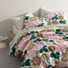 MARIMEKKO – Queen Duvet Cover Set, Organic Cotton Bedding with Matching Shams, Luxury Home Decor, GOTS Certified (Lokki Beige, Queen)(Pieni Kukkatori Pink)