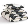 MARIMEKKO – Queen Duvet Cover Set, Organic Cotton Bedding with Matching Shams, Modern Home Decor, GOTS Certified (Tiiliskivi Raita Charcoal, Queen)(King)