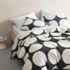MARIMEKKO – Queen Duvet Cover Set, Organic Cotton Bedding with Matching Shams, Modern Home Decor, GOTS Certified (Tiiliskivi Raita Charcoal, Queen)(Queen)
