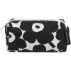 MARIMEKKO Kaika Mini Unikko Terry Cotton Cosmetic Pouch (Black) – Floral Cosmetic Pouch to Include in your Travel Essentials – 8 in x 6 in(Black)