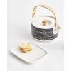 MARIMEKKO Oiva Räsymatto Stoneware Teapot — Refine Your Kitchen Décor with Our Iconic Black & White Stoneware — Stylish Ceramic Teapot with Tea Infuser Lid (26.63 oz)(Räsymatto)