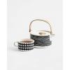 MARIMEKKO Oiva Räsymatto Stoneware Teapot — Refine Your Kitchen Décor with Our Iconic Black & White Stoneware — Stylish Ceramic Teapot with Tea Infuser Lid (26.63 oz)(Räsymatto)