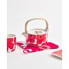 MARIMEKKO Oiva Räsymatto Stoneware Teapot — Refine Your Kitchen Décor with Our Iconic Black & White Stoneware — Stylish Ceramic Teapot with Tea Infuser Lid (26.63 oz)(Red)