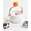 MARIMEKKO Oiva Räsymatto Stoneware Teapot — Refine Your Kitchen Décor with Our Iconic Black & White Stoneware — Stylish Ceramic Teapot with Tea Infuser Lid (26.63 oz)(Oiva)