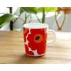 MARIMEKKO Oiva Unikko Mug – Refine Your Kitchen Décor with Our Iconic Floral Stoneware – Stylish Porcelain Coffee Mugs to Elevate Your Drinking Experience (13.5oz)(white red)