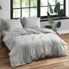 MARIMEKKO Vera Wang – King Duvet Cover Set, Luxury Cotton Sateen Bedding with Matching Shams, All Season Home Decor (Zig Zag White, King)(Fokus Grey)
