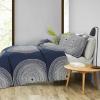 MARIMEKKO Vera Wang – King Duvet Cover Set, Luxury Cotton Sateen Bedding with Matching Shams, All Season Home Decor (Zig Zag White, King)(Fokus Navy)