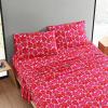 Marimekko – Full Sheet Set, Premium Cotton Percale Bedding Set with Matching Shams, Lightweight & Breathable Bed Essentials (Kukkaketo Black, Full)(Unikko Dark Red/White)