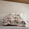 MARIMEKKO – Queen Duvet Cover Set, Organic Cotton Bedding with Matching Shams, Luxury Home Decor, GOTS Certified (Lokki Beige, Queen)(Pieni Kukkatori Pink)