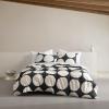 MARIMEKKO – Queen Duvet Cover Set, Organic Cotton Bedding with Matching Shams, Modern Home Decor, GOTS Certified (Tiiliskivi Raita Charcoal, Queen)(Queen)