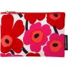 MARIMEKKO Kaika Mini Unikko Terry Cotton Cosmetic Pouch (Black) – Floral Cosmetic Pouch to Include in your Travel Essentials – 8 in x 6 in(Red)