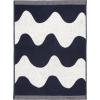 MARIMEKKO Lokki Terry Cotton Hand Towel (Beige) – Waves Patterned Hand Towels – 28 in x 20 in(Dark Blue Waves)