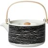 MARIMEKKO Oiva Räsymatto Stoneware Teapot — Refine Your Kitchen Décor with Our Iconic Black & White Stoneware — Stylish Ceramic Teapot with Tea Infuser Lid (26.63 oz)(Räsymatto)
