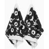 MARIMEKKO Unikko Cotton Linen Kitchen Towel Set of 2 — Refine Your Kitchen Décor with Our Floral Patterned Towels — Stylish and Functional Black and White Kitchen Towels (28 in x 19 in Each)(Unikko Black)