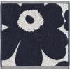 MARIMEKKO Unikko Terry Cotton Washcloth (Dark Blue) – Floral Patterned Washcloths – 12 in x 12 in