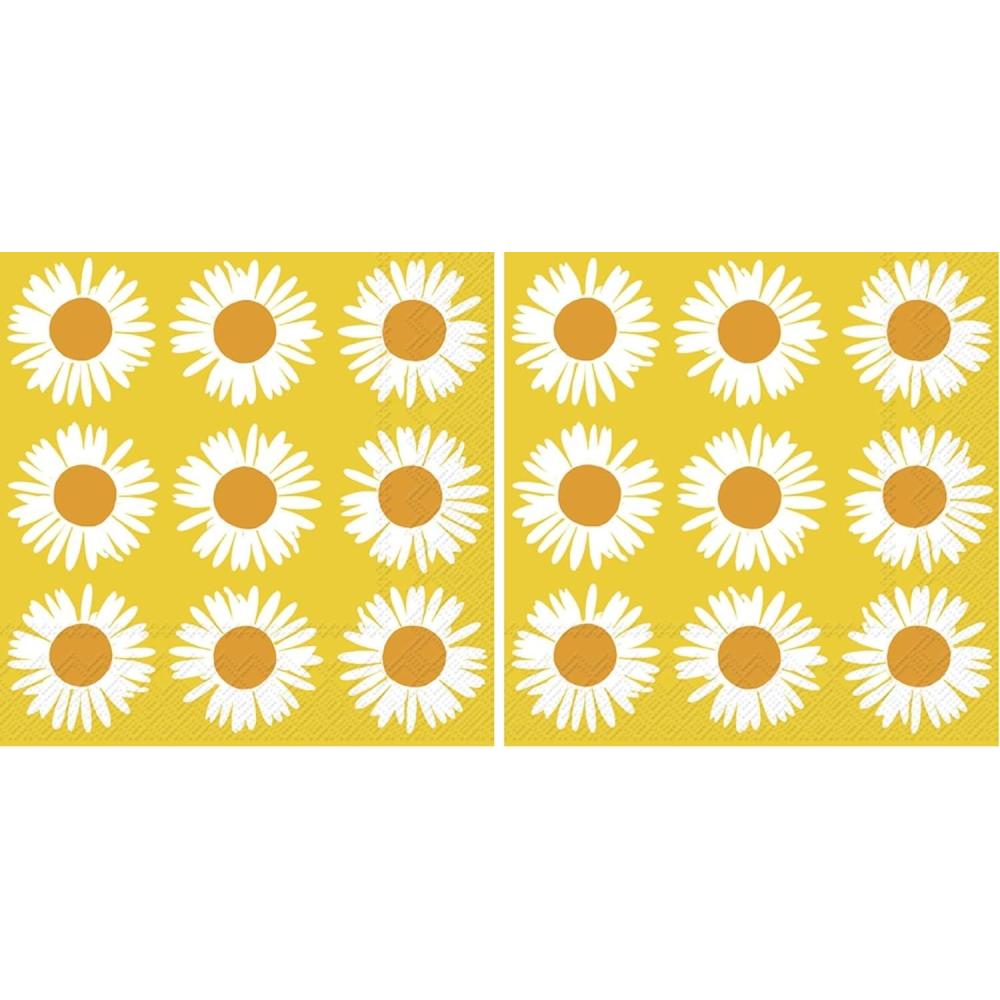 imageIHR Ideal Home Range  Paper Napkins Marimekko AURINGONKUKKA orange yellow 20Count 3Ply Cocktail Napkins 5 x 5 inchesCocktail 5x5 inches Pack of 2