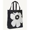 MARIMEKKO Torna Unikko Cotton Tote Bag (Black and White) – Large Tote Bag to Include in your Daily Essentials – 18” x 15” x 5”