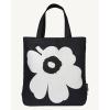 MARIMEKKO Torna Unikko Cotton Tote Bag (Black and White) – Large Tote Bag to Include in your Daily Essentials – 18” x 15” x 5”