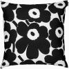 MARIMEKKO Pieni Unikko Cotton Pillow Cover (Pink & White) – Refine Your Home Décor with Our Square Cushion Cover W/Side Zip Closure — Modern Pillow Covers 20×20 inches(Unikko Black)