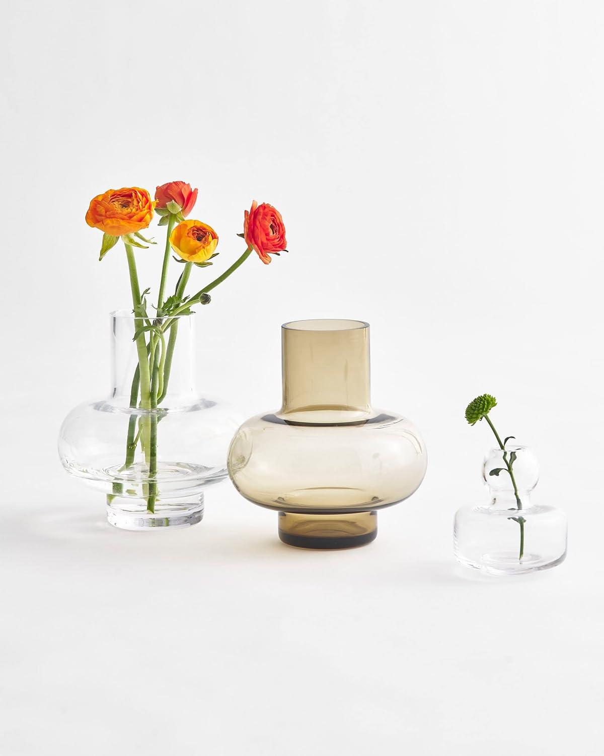 imageMARIMEKKO Umpu Glass Flower Vase Color Clay Upgrade Your Home Decor with Our Modern Vases for Centerpieces Stylish Medium Glass Vases for Flowers 7quot L x 7quot WAmber Vase