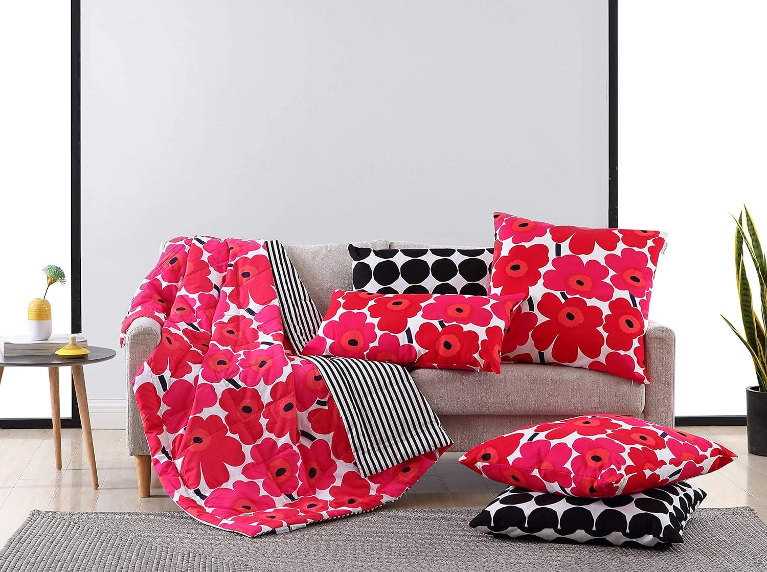 imageMarimekko Throw Pillow Cotton Bedding with Zipper Closure Stylish Modern Home Decor 1 Count Pack of 1 Red