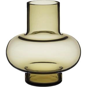 MARIMEKKO Umpu Glass Flower Vase (Color Clay) – Upgrade Your Home Decor with Our Modern Vases for Centerpieces – Stylish Medium Glass Vases for Flowers (7″ L x 7″ W)(Amber Vase)