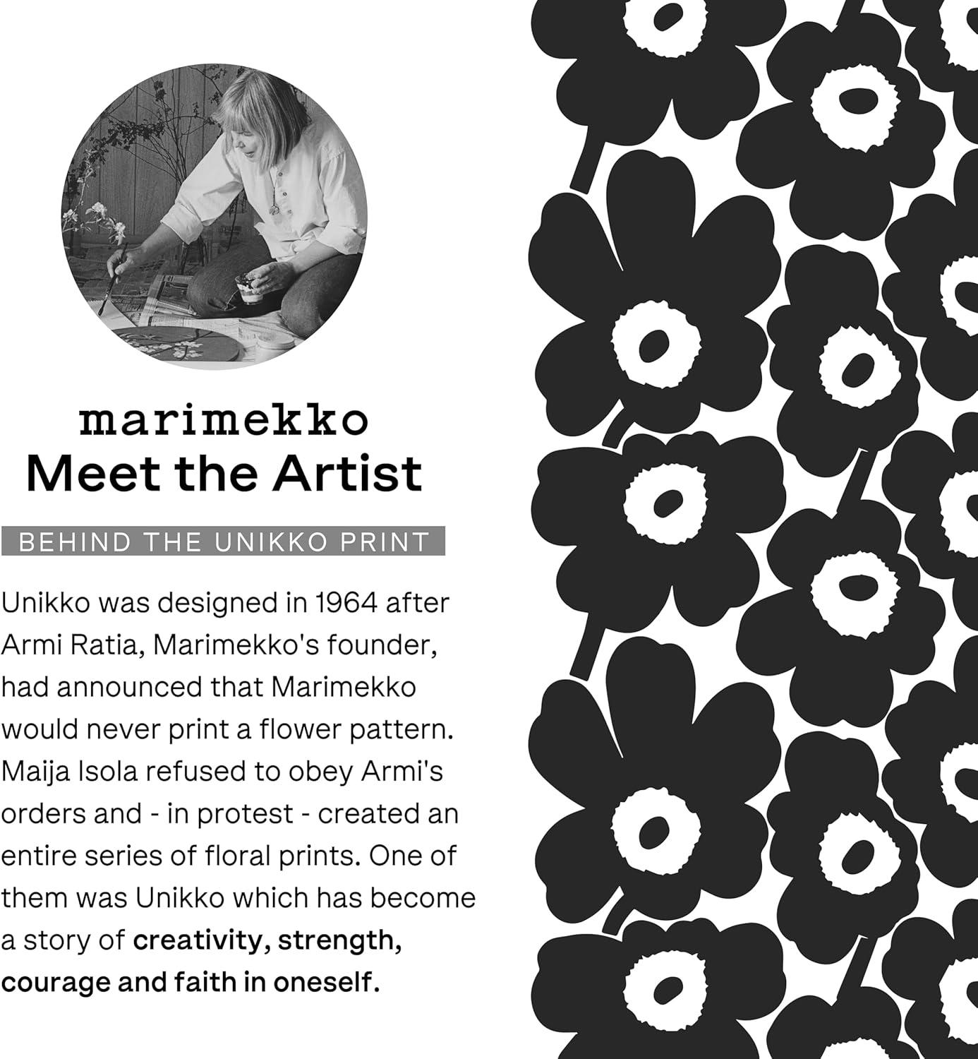 imageMARIMEKKO Oiva Unikko Kitchen Dish Set Black Floral Stoneware Plate and Mug set of 2 88 oz Mugs and 8quot Diameter Plates