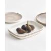 MARIMEKKO Oiva Räsymatto Beige & White Serving Platter — Refine Your Kitchen Décor with Our Iconic White Stoneware — Stylish Medium Serving Platter (10 in x 7 in)