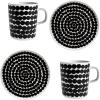 MARIMEKKO Oiva Rsymatto Dish Set – Includes: 2 Plates (8″) & 2 Mugs (8.8oz) – Iconic Black & White Stoneware Set for Refining Your Kitchen Decor(Black Räsymatto)