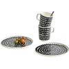 MARIMEKKO Oiva Rsymatto Dish Set – Includes: 2 Plates (8″) & 2 Mugs (8.8oz) – Iconic Black & White Stoneware Set for Refining Your Kitchen Decor(Black Räsymatto)