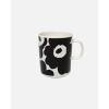 MARIMEKKO Oiva Unikko Kitchen Dish Set (Black) – Floral Stoneware — Plate and Mug set of 2 — 8.8 oz Mugs and 8″ Diameter Plates