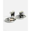 MARIMEKKO Oiva Unikko Kitchen Dish Set (Black) – Floral Stoneware — Plate and Mug set of 2 — 8.8 oz Mugs and 8″ Diameter Plates