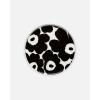MARIMEKKO Oiva Unikko Kitchen Dish Set (Black) – Floral Stoneware — Plate and Mug set of 2 — 8.8 oz Mugs and 8″ Diameter Plates