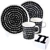 MARIMEKKO Oiva Rsymatto Dish Set – Includes: 2 Plates (8″) & 2 Mugs (8.8oz) – Iconic Black & White Stoneware Set for Refining Your Kitchen Decor(Black Räsymatto)