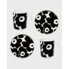 MARIMEKKO Oiva Unikko Kitchen Dish Set (Black) – Floral Stoneware — Plate and Mug set of 2 — 8.8 oz Mugs and 8″ Diameter Plates