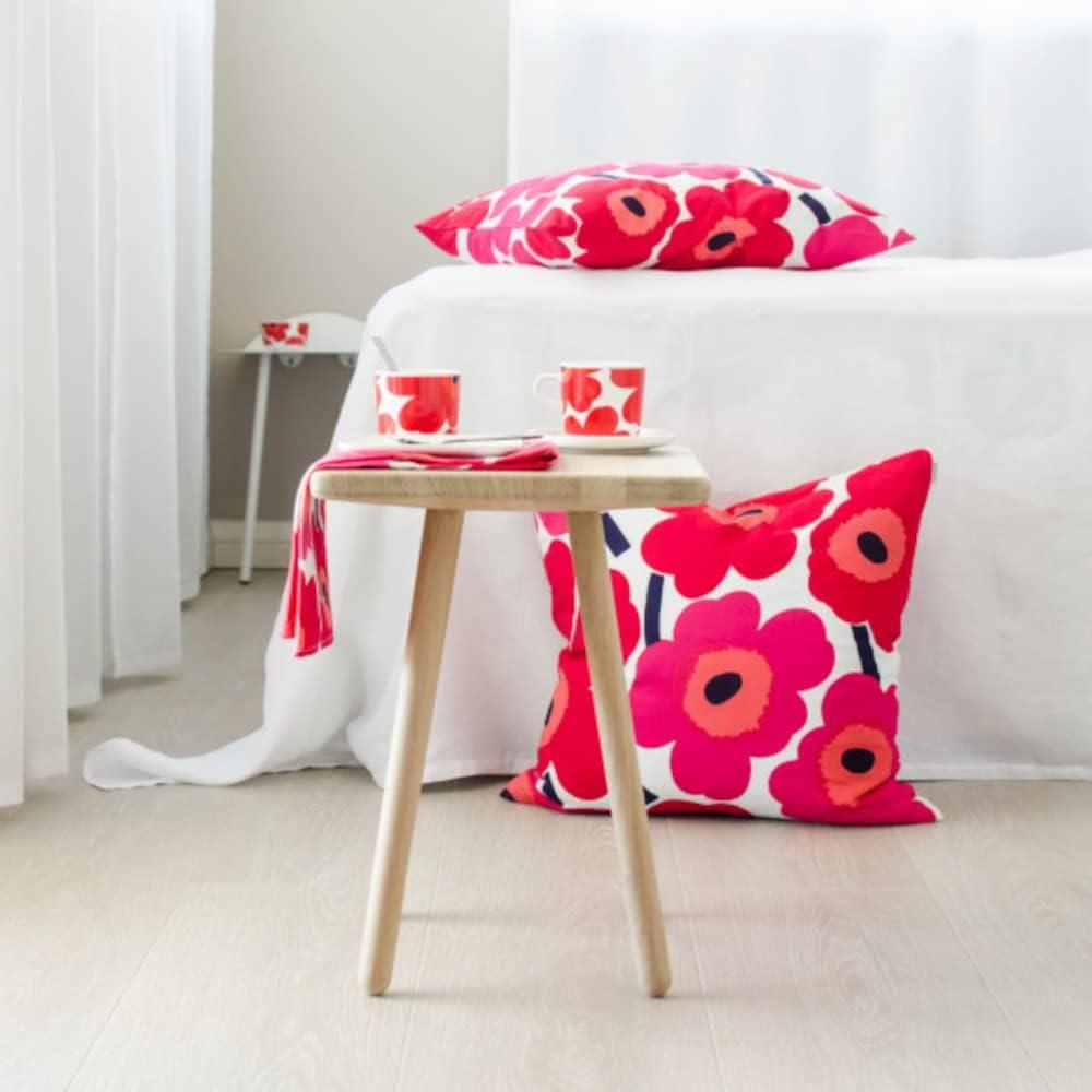 imageMARIMEKKO Queen Comforter Set 100 Cotton Bedding with a Naturally Soft Feel Medium Weight for Year Round Comfort 3 Piece Bed Set with Matching Pillowcases Unikko RedUnikko Red