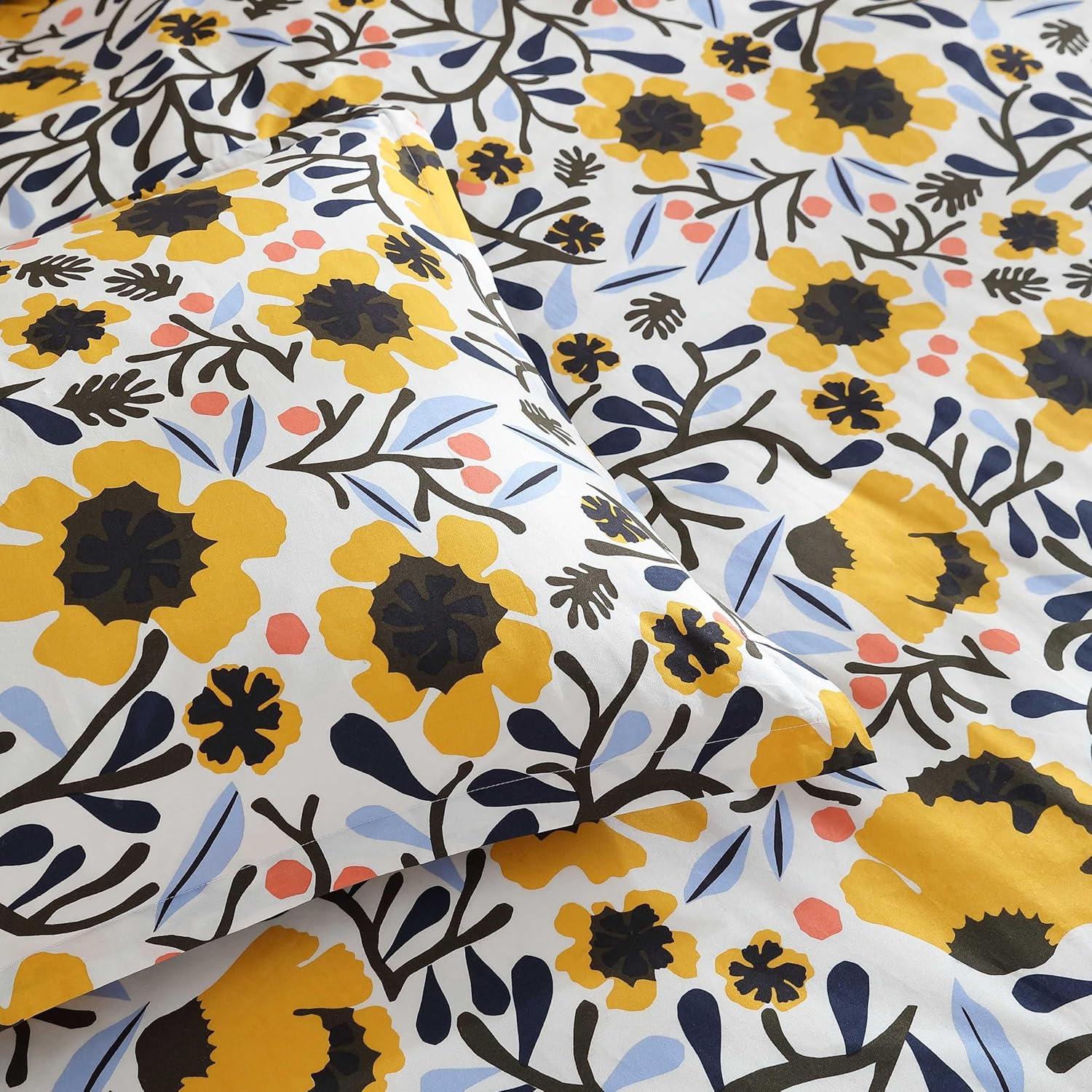 imageMarimekko Duvet Cover Queen Size Naturally Soft ampamp Smooth Cotton Percale Bedding with a Lightweight Feel 3 Piece Bed Set with Matching Pillowcases MykeroMykero Multicolor